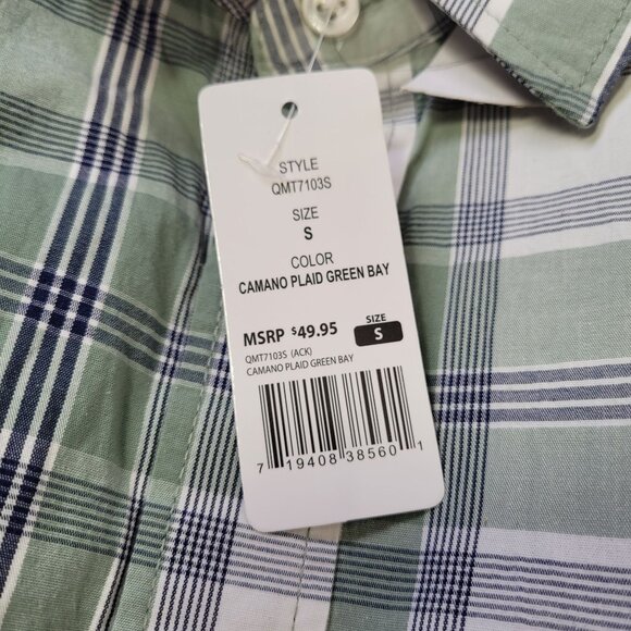 GAP Men's Green Plaid Short Sleeve Button-Up Poplin Cotton Shirt Small New - Picture 7 of 12
